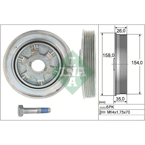 Слика на ременица, радалица INA 544 0112 20 за Peugeot 4007 (GP) 2.2 HDi - 156 коњи дизел