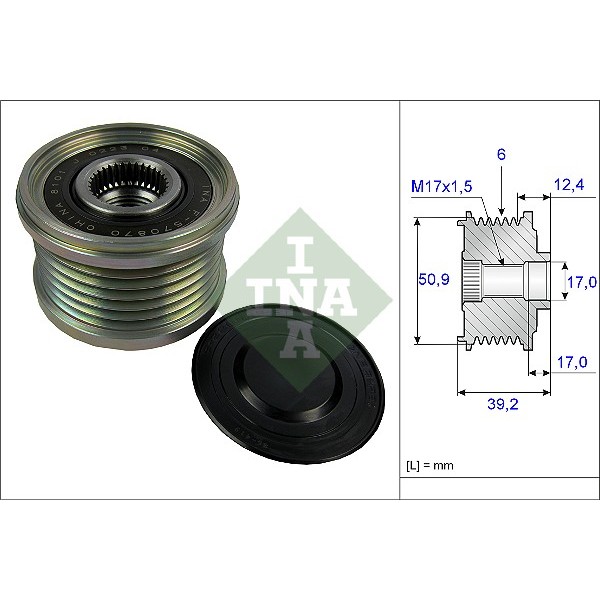 Слика на ременица на алтернатор INA 535 0247 10 за Mazda CX-3 (DK) 1.5 D - 105 коњи дизел