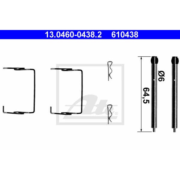 Слика на ремонтен комплет, дискови плочки ATE 13.0460-0438.2 за Renault 21 Hatchback 2.1 Turbo-D (B486, B488, B48V) - 88 коњи дизел