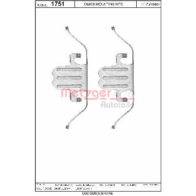 Слика на ремонтен комплет, дискови плочки METZGER 109-1751 за BMW 3 Coupe E92 335 d - 286 коњи дизел