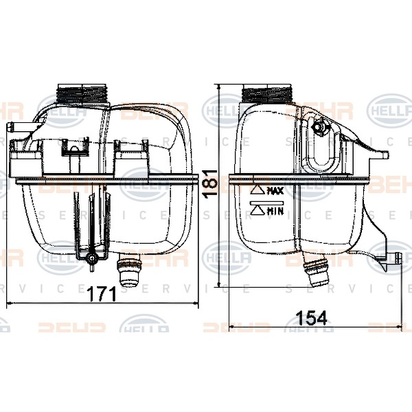 Слика на Сад за разладна течност (антифриз) HELLA 8MA 376 737-224 за Mini Clubman (R55) Estate Cooper - 115 коњи бензин