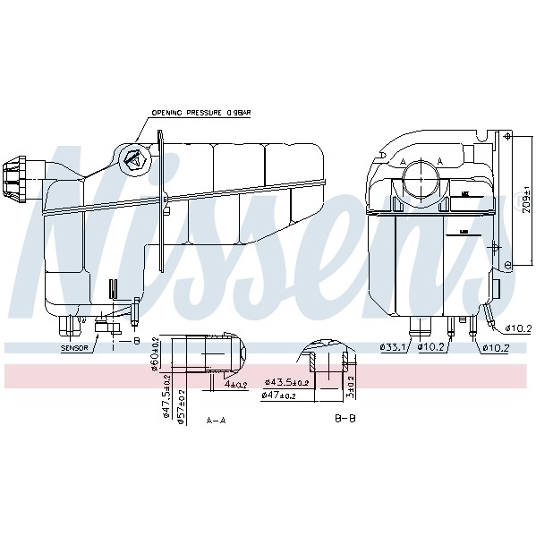 Слика на Сад за разладна течност (антифриз) NISSENS 996020 за камион Scania 4 Series 114 C/340 - 340 коњи дизел