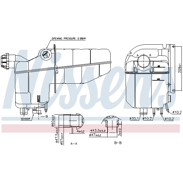 Слика на Сад за разладна течност (антифриз) NISSENS 996020 за камион Scania 4 Series 144 C/460 - 460 коњи дизел