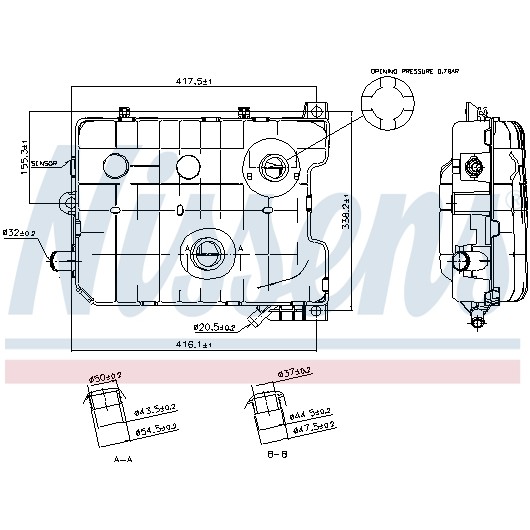 Слика на Сад за разладна течност (антифриз) NISSENS 996021 за камион Renault Premium 1 Distribution 370.18D - 362 коњи дизел