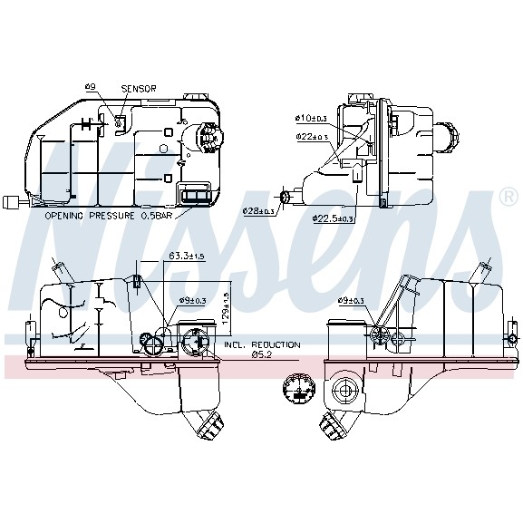 Слика на Сад за разладна течност (антифриз) NISSENS 996033 за камион Mercedes Actros 1996 2031 AS - 313 коњи дизел