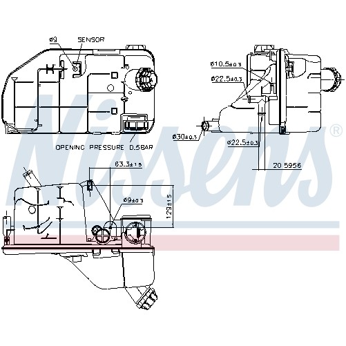 Слика на Сад за разладна течност (антифриз) NISSENS 996061 за камион Setra Series 400 MultClass S 415 H - 299 коњи дизел