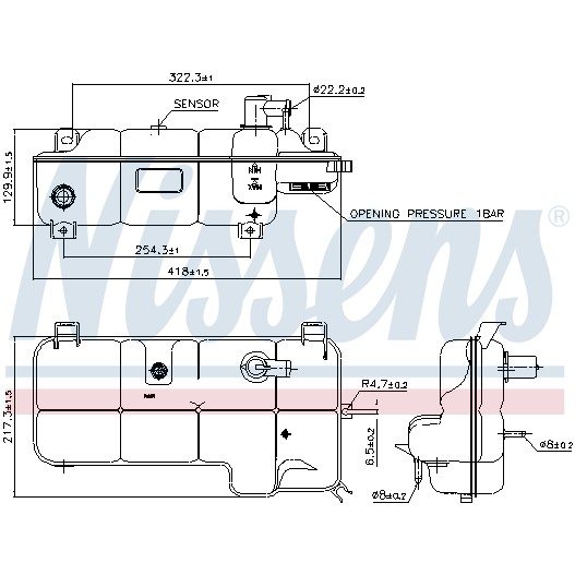 Слика на Сад за разладна течност (антифриз) NISSENS 996072 за камион Iveco Daily 2006 Platform 35C15 - 146 коњи дизел