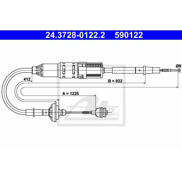 Слика на сајла, кумплуг ATE 24.3728-0122.2 за VW Transporter T4 Bus 2.4 D Syncro - 78 коњи дизел