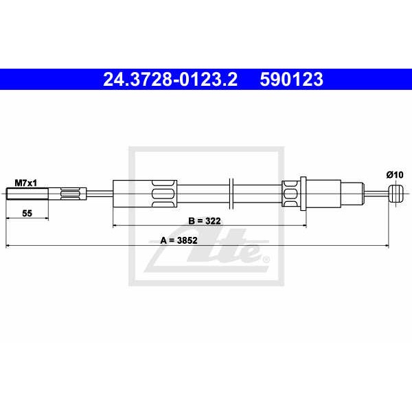 Слика на сајла, кумплуг ATE 24.3728-0123.2 за VW Transporter T3 Platform 1.9 - 83 коњи бензин