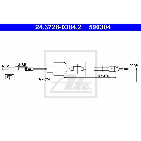 Слика на сајла, кумплуг ATE 24.3728-0304.2 за Ford Mondeo 1 Clipper (BNP) 2.5 i 24V - 170 коњи бензин