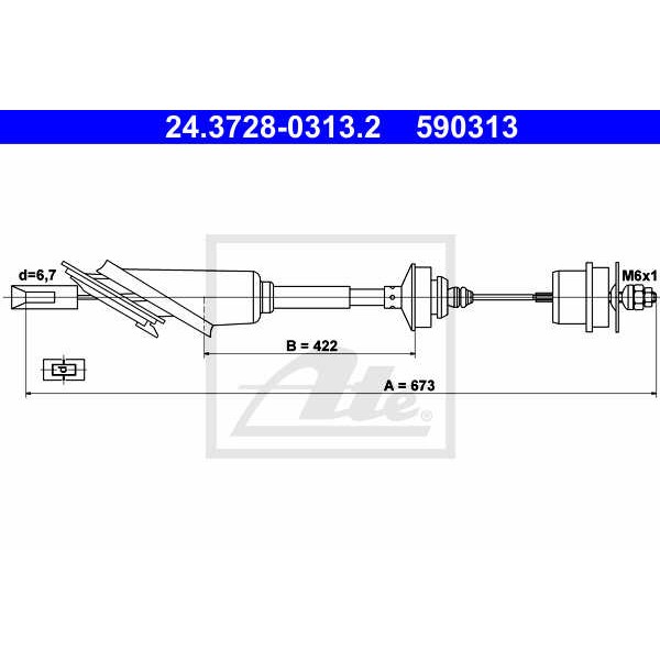 Слика на сајла, кумплуг ATE 24.3728-0313.2 за Citroen Saxo S0,S1 1.0 X - 45 коњи бензин