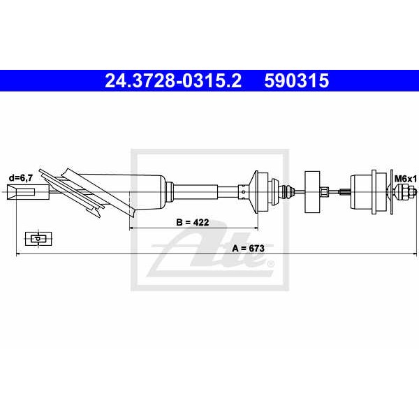 Слика на сајла, кумплуг ATE 24.3728-0315.2 за Citroen Saxo S0,S1 1.5 D - 57 коњи дизел