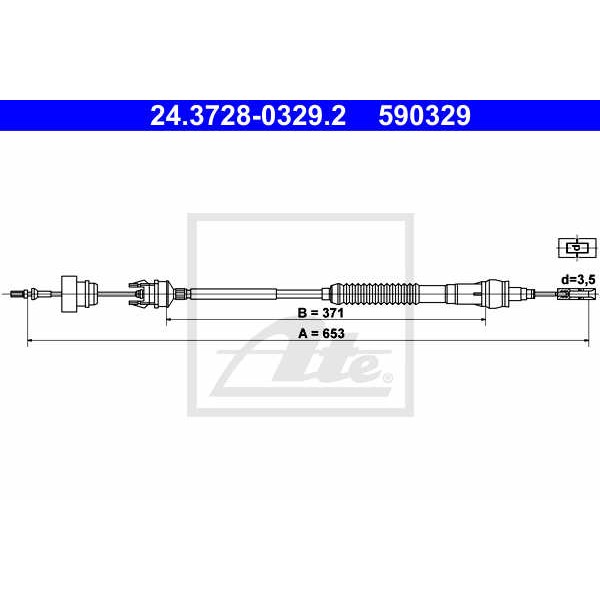 Слика на сајла, кумплуг ATE 24.3728-0329.2 за Citroen Xsara N1 1.9 SD - 75 коњи дизел