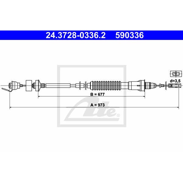 Слика на сајла, кумплуг ATE 24.3728-0336.2 за Citroen Jumpy U6U 1.9 D 70 - 69 коњи дизел