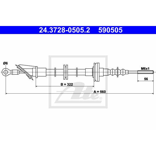 Слика на сајла, кумплуг ATE 24.3728-0505.2 за Fiat Panda VAN 141 1.1 - 50 коњи бензин