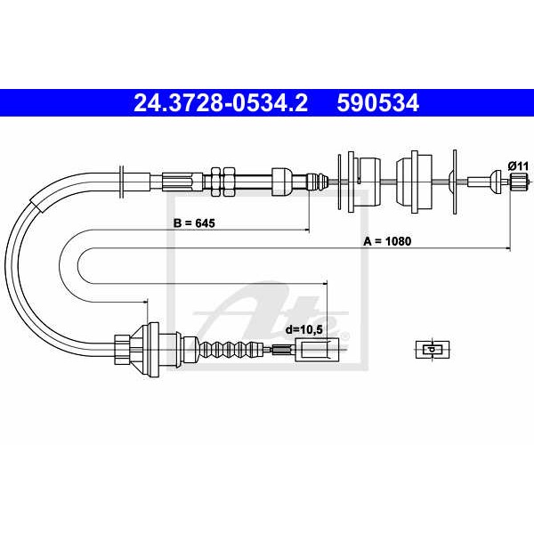 Слика на сајла, кумплуг ATE 24.3728-0534.2 за Fiat Ducato Platform 230 2.0 JTD - 84 коњи дизел