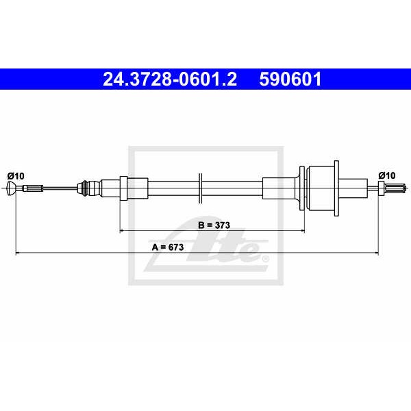 Слика на сајла, кумплуг ATE 24.3728-0601.2 за Ford Fiesta 6 1.6 Ti - 120 коњи бензин