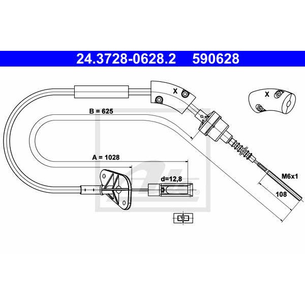 Слика на сајла, кумплуг ATE 24.3728-0628.2 за Fiat Panda 312,323 0.9 - 86 коњи бензин