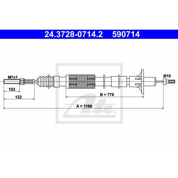 Слика на сајла, кумплуг ATE 24.3728-0714.2 за Opel Omega A Estate 1.8 N - 86 коњи бензин