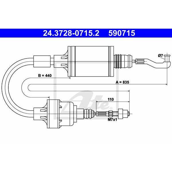 Слика на сајла, кумплуг ATE 24.3728-0715.2 за Opel Vectra A 2000 16V 4x4 - 150 коњи бензин