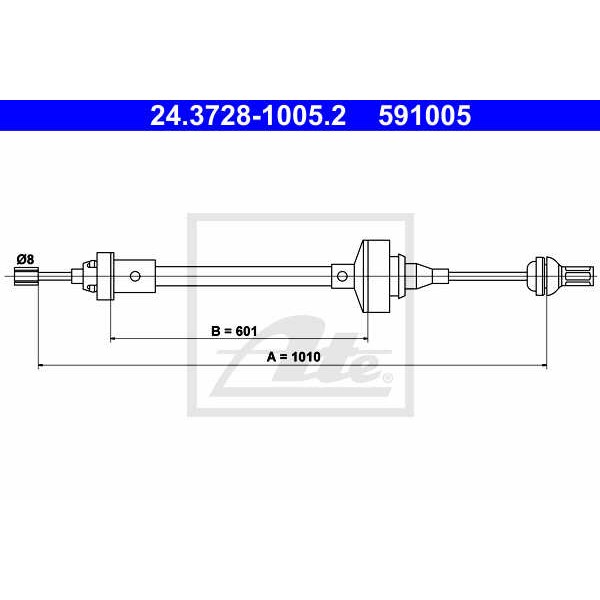 Слика на сајла, кумплуг ATE 24.3728-1005.2 за Ford Mondeo 1 Clipper (BNP) 2.5 i 24V - 170 коњи бензин