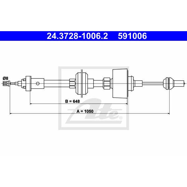 Слика на сајла, кумплуг ATE 24.3728-1006.2 за Renault Super 5 Box (S40) 1.4 - 116 коњи бензин