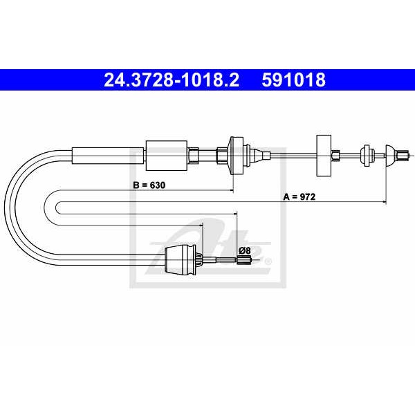 Слика на сајла, кумплуг ATE 24.3728-1018.2 за Renault Megane 1 (BA0-1) 2.0 i (BA0G) - 114 коњи бензин