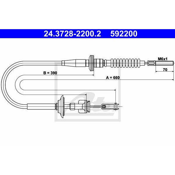 Слика на сајла, кумплуг ATE 24.3728-2200.2 за Suzuki Ignis (FH) 1.3 - 83 коњи бензин