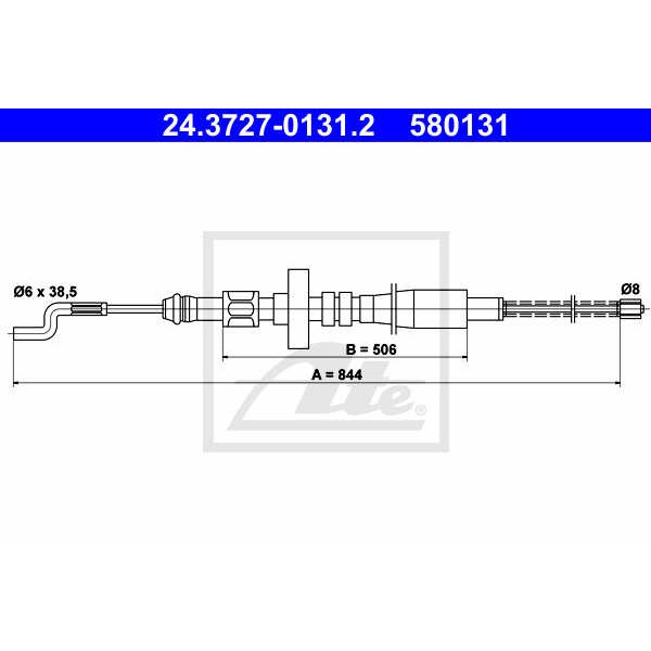 Слика на Сајла за рачна кочница ATE 24.3727-0131.2 за VW Transporter T4 Box 1.9 D - 60 коњи дизел