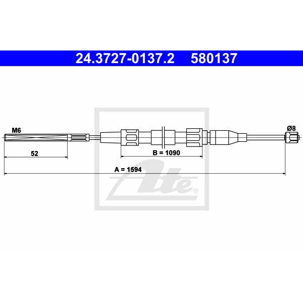 Слика на Сајла за рачна кочница ATE 24.3727-0137.2 за VW Polo 2 Classic (86c,80) 1.3 D - 45 коњи дизел