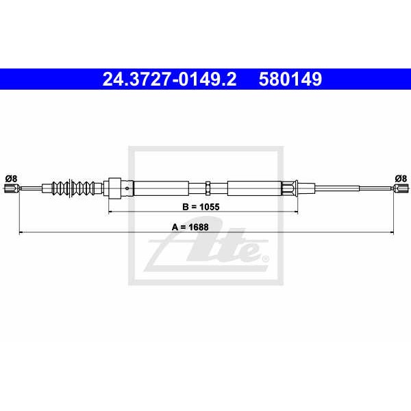 Слика на Сајла за рачна кочница ATE 24.3727-0149.2 за VW Jetta 4 (1J2) 1.8 - 125 коњи бензин