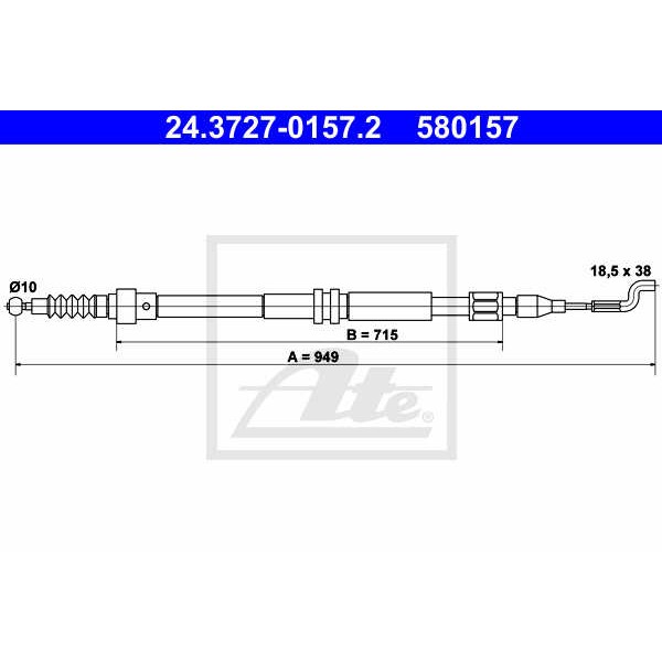 Слика на Сајла за рачна кочница ATE 24.3727-0157.2 за VW Transporter T4 Box 1.9 D - 60 коњи дизел