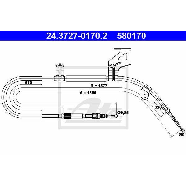 Слика на Сајла за рачна кочница ATE 24.3727-0170.2 за VW Passat 6 Sedan (B6,3c2) 1.6 TDI - 105 коњи дизел