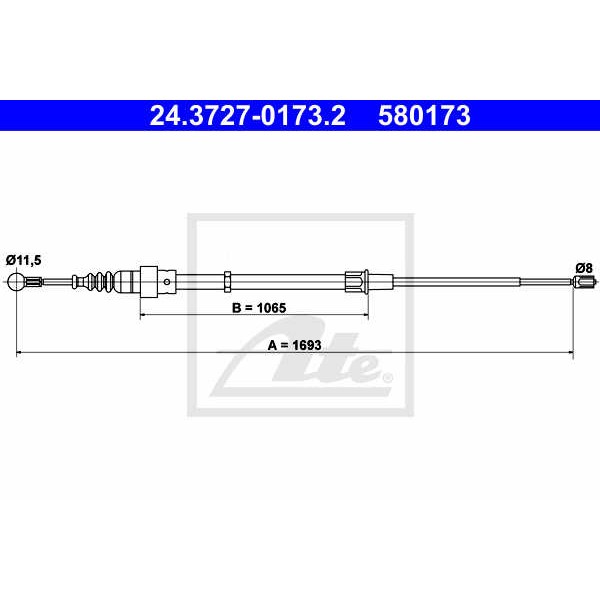 Слика на Сајла за рачна кочница ATE 24.3727-0173.2 за VW Jetta 4 (1J2) 1.9 TDI - 150 коњи дизел