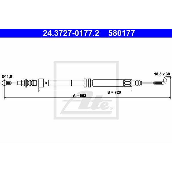 Слика на Сајла за рачна кочница ATE 24.3727-0177.2 за VW Transporter T4 Bus 2.4 D Syncro - 78 коњи дизел