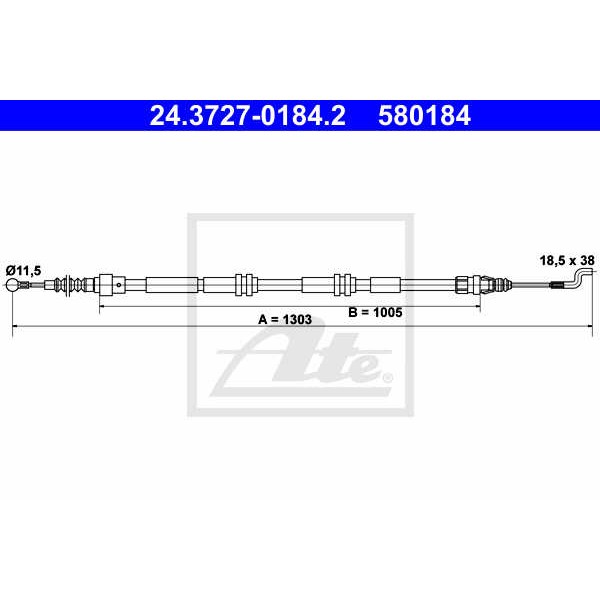 Слика на Сајла за рачна кочница ATE 24.3727-0184.2 за VW Transporter 6 Box (SGA, SGH) 2.0 TDI - 84 коњи дизел