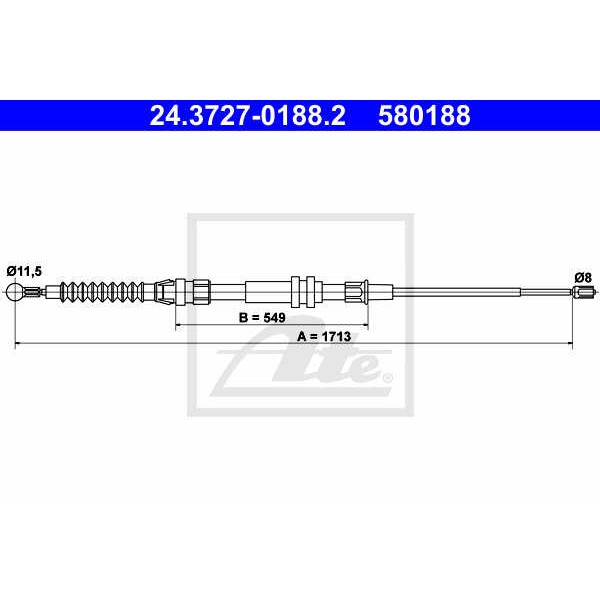 Слика на Сајла за рачна кочница ATE 24.3727-0188.2 за VW Caddy 3 Box 1.9 TDI 4motion - 105 коњи дизел