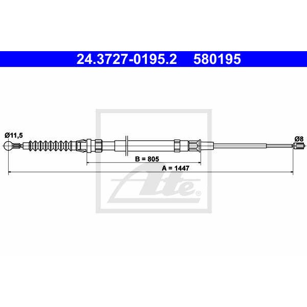 Слика на Сајла за рачна кочница ATE 24.3727-0195.2 за Skoda Laura (1Z3) 1.6 FSI - 115 коњи бензин