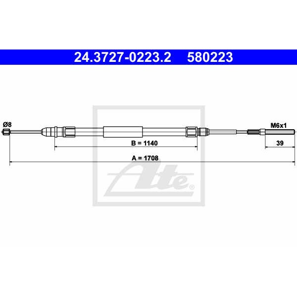 Слика на Сајла за рачна кочница ATE 24.3727-0223.2 за BMW 3 Sedan E46 325 i - 192 коњи бензин