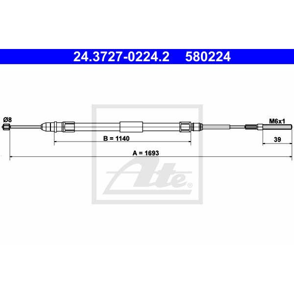 Слика на Сајла за рачна кочница ATE 24.3727-0224.2 за BMW 3 Sedan E46 325 i - 192 коњи бензин