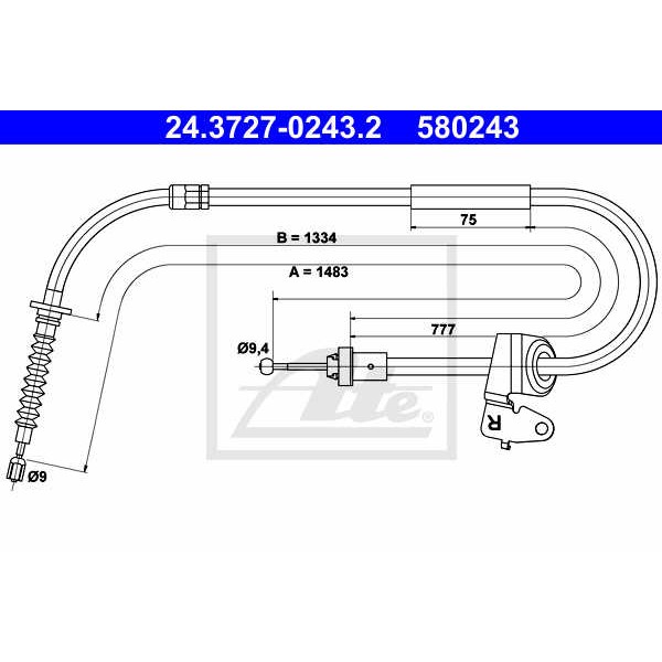 Слика на Сајла за рачна кочница ATE 24.3727-0243.2 за Mini Clubman (R55) Estate Cooper - 115 коњи бензин