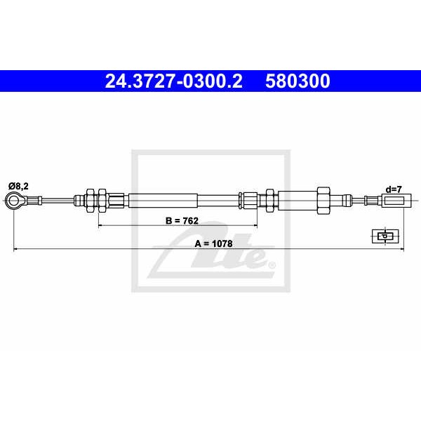 Слика на Сајла за рачна кочница ATE 24.3727-0300.2 за Peugeot Boxer Bus (244,Z) 2.0 HDi - 84 коњи дизел