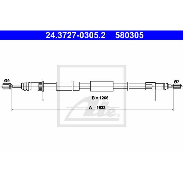 Слика на Сајла за рачна кочница ATE 24.3727-0305.2 за Citroen ZX Estate N2 1.8 i 16V - 110 коњи бензин