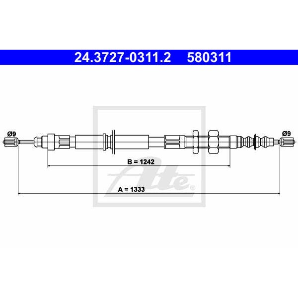 Слика на Сајла за рачна кочница ATE 24.3727-0311.2 за Citroen Xantia X1 1.6 i - 88 коњи бензин