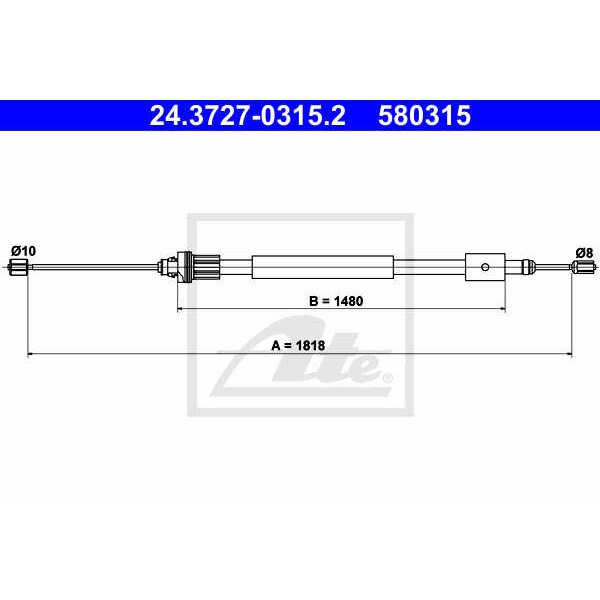 Слика на Сајла за рачна кочница ATE 24.3727-0315.2 за Citroen Berlingo 1 MF 1.8 i 4WD (MFLFX) - 90 коњи бензин