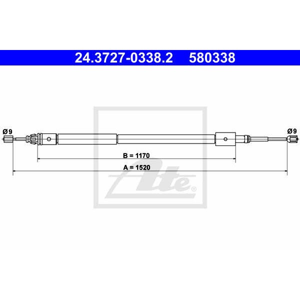 Слика на Сајла за рачна кочница ATE 24.3727-0338.2 за Citroen Xsara Break N2 1.8 i - 90 коњи бензин