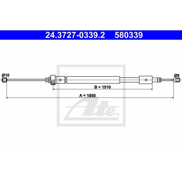 Слика на Сајла за рачна кочница ATE 24.3727-0339.2 за Citroen Berlingo 1 MF 1.8 D (MFA9A) - 58 коњи дизел