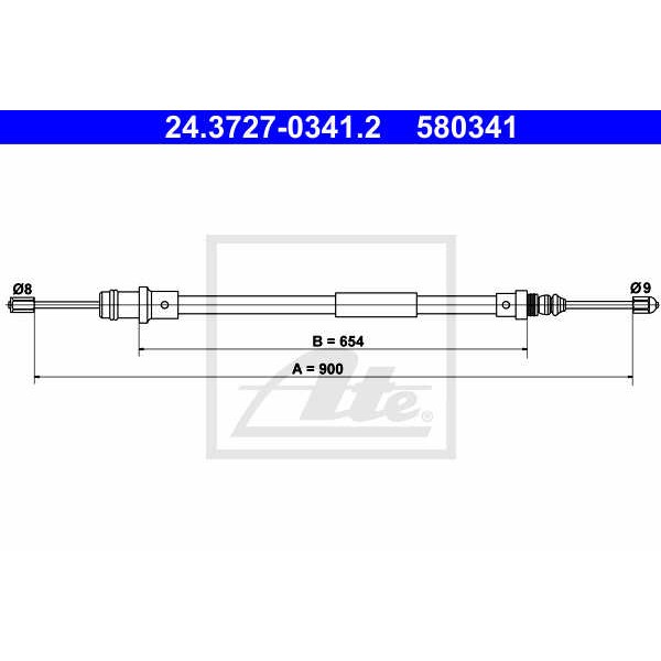 Слика на Сајла за рачна кочница ATE 24.3727-0341.2 за Citroen Jumpy U6U 2.0 i 16V - 138 коњи бензин