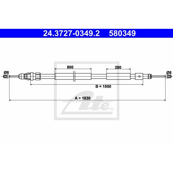 Слика на Сајла за рачна кочница ATE 24.3727-0349.2 за Citroen Berlingo MF 1.6 16V (MFNFU) - 110 коњи бензин