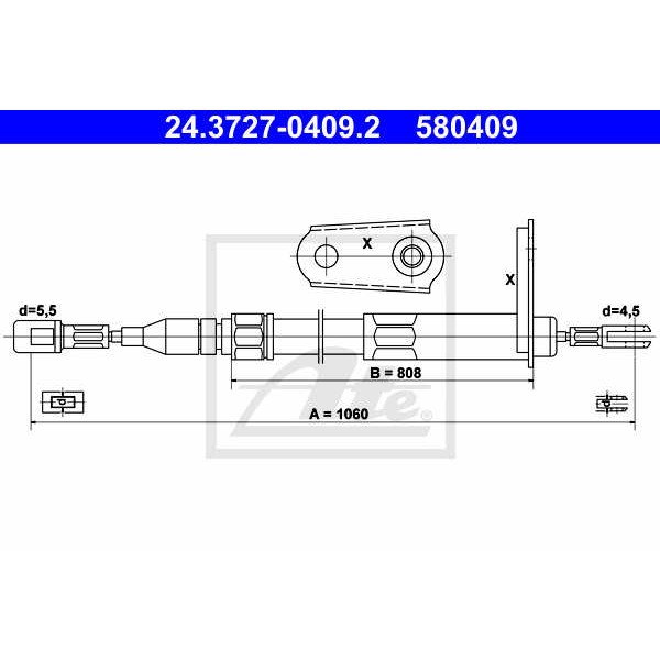 Слика на Сајла за рачна кочница ATE 24.3727-0409.2 за Mercedes 190 (w201) E 2.3 - 132 коњи бензин